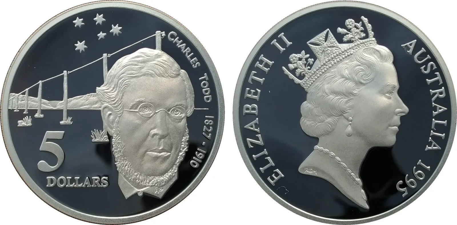 Austrálie, 5 Dollars 1995 - Charles Todd