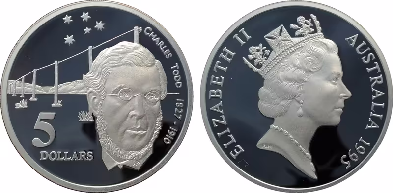 Austrálie, 5 Dollars 1995 - Charles Todd