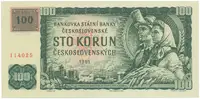 Česká republika, 100 Koruna 1961 + kolek (1993), II. vydání, série M, Hej.CZ4bM