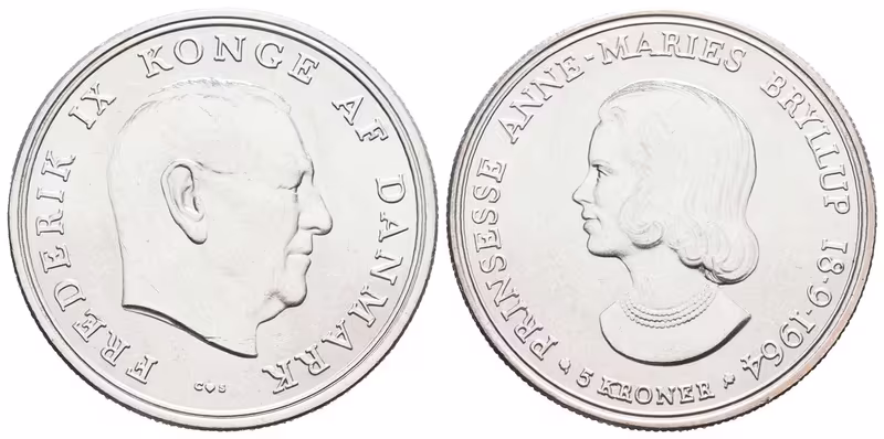 Dánsko, 5 Kroner 1964 - Pamětní