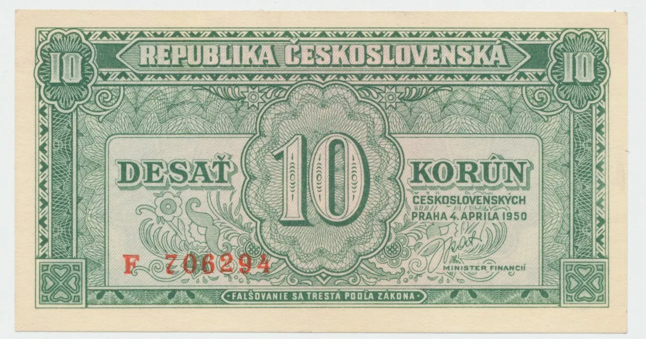 10 Koruna 1950, série A - Z, Hej.86a