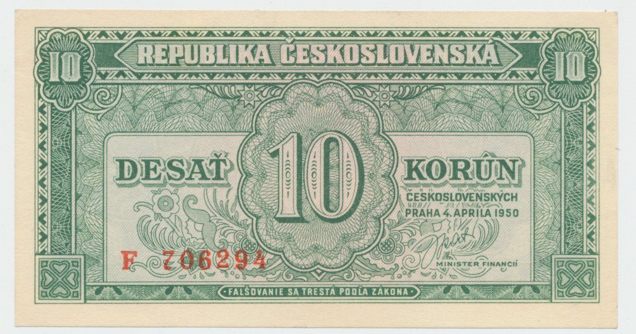 10 Koruna 1950, série A - Z, Hej.86a