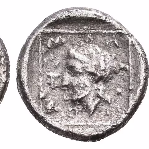 Hemidrachma, 360 - 347 př. Kr., Gryf zleva, nahoře a v ex. nápisy  / Hlava