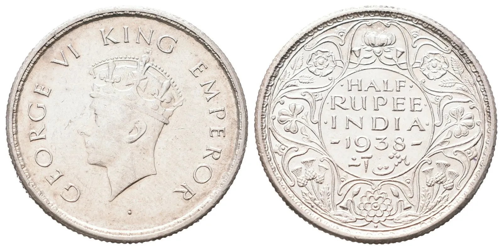 Indie, 1/2 Rupie 1938