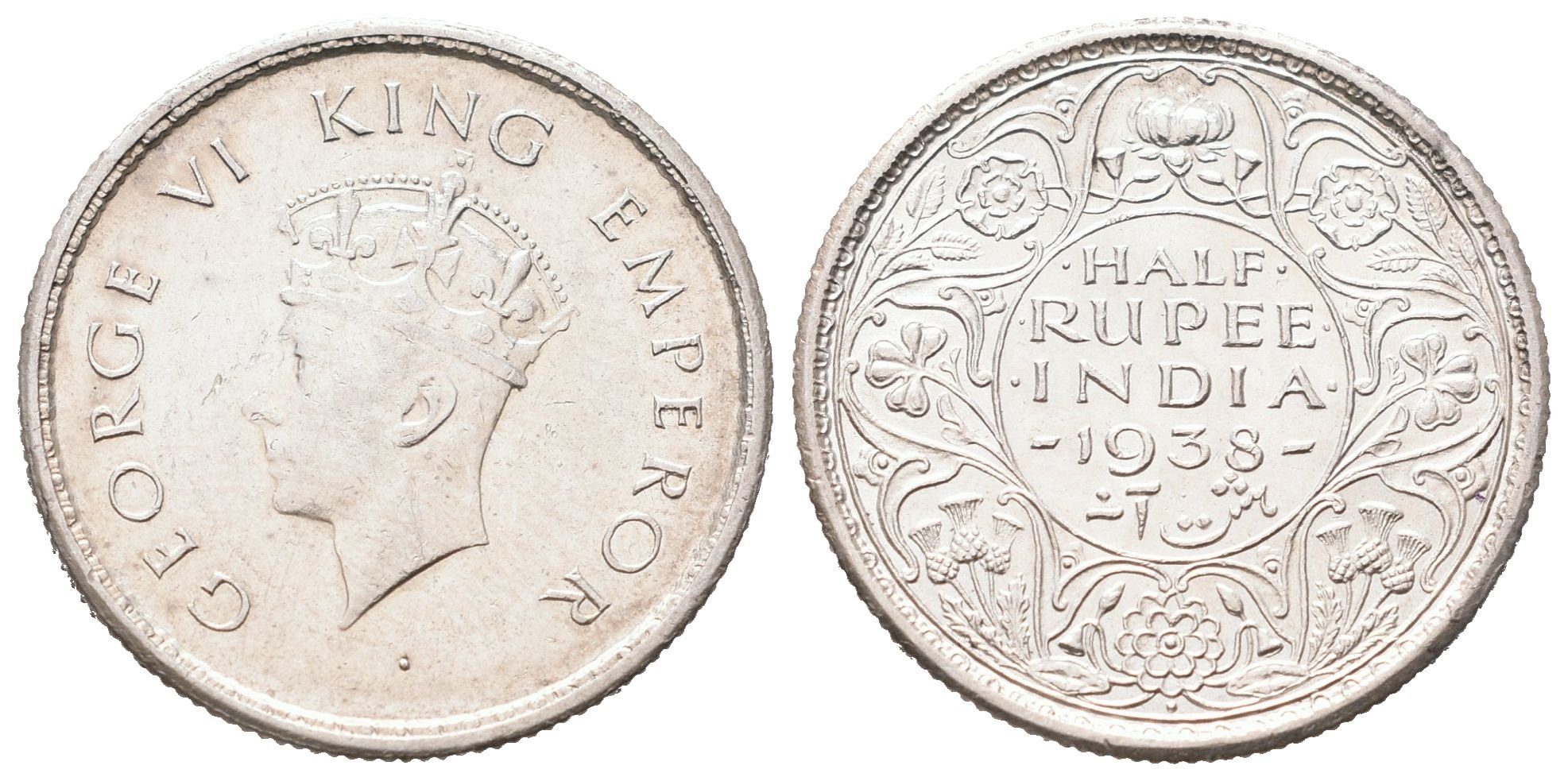 Indie, 1/2 Rupie 1938