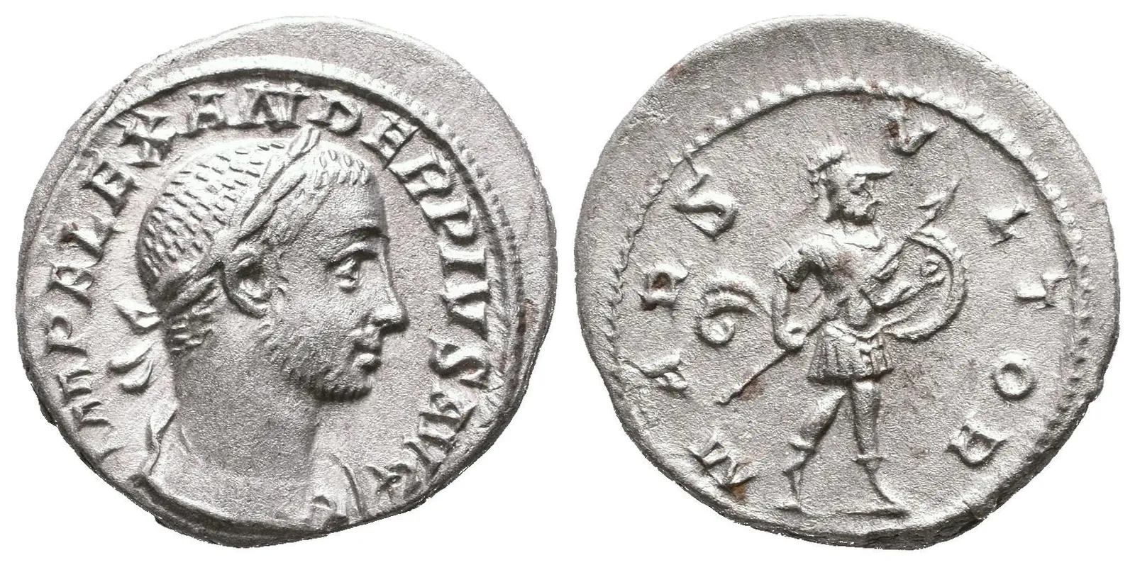 Denár, 231 - 235, Rv: MARS VLTOR, kráčející Mars doprava nese štít a oštěp, — 1