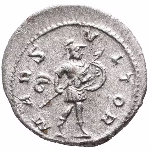 Denár, 231 - 235, Rv: MARS VLTOR, kráčející Mars doprava nese štít a oštěp,
