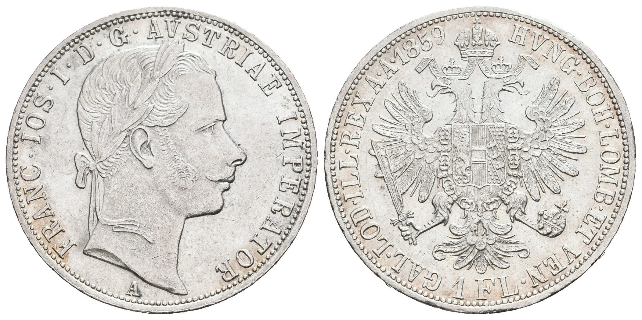 Zlatník 1859 A, bez tečky za REX, pěkná zachovalost, zbytky lesku, — 1