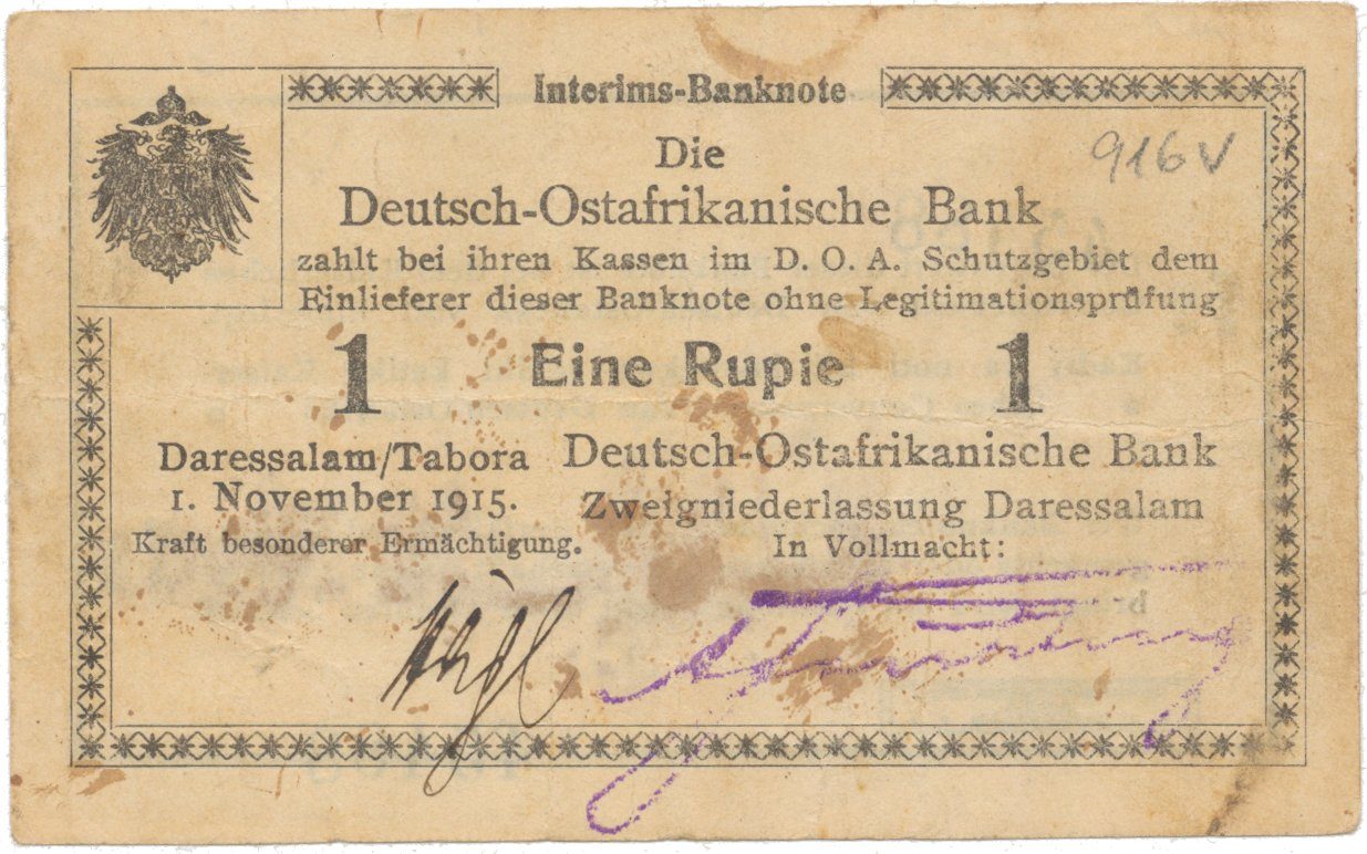 Německá Východní Afrika, 1 Rupie 1. 11. 1915, série F2, R.916v