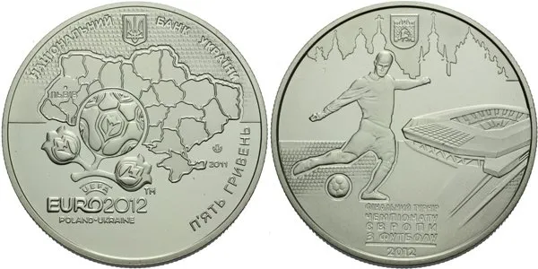 Ukrajina, 5 Griven 2011 - Mistrovství Evropy ve fotbale EURO 2012 - Lvov