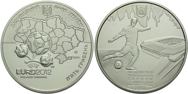 Ukrajina, 5 Griven 2011 - Mistrovství Evropy ve fotbale EURO 2012 - Lvov