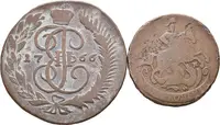 5 Kopějka 1766 MM, 2 Kopějka 1763 MM (přeražba), Moskva_2 ks — 1