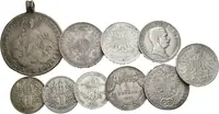 Soubor stříbrných mincí - Zlatník 1861 A, 20 Krejcar 1815 A, Tolar 1759 - Salzburg, — 2