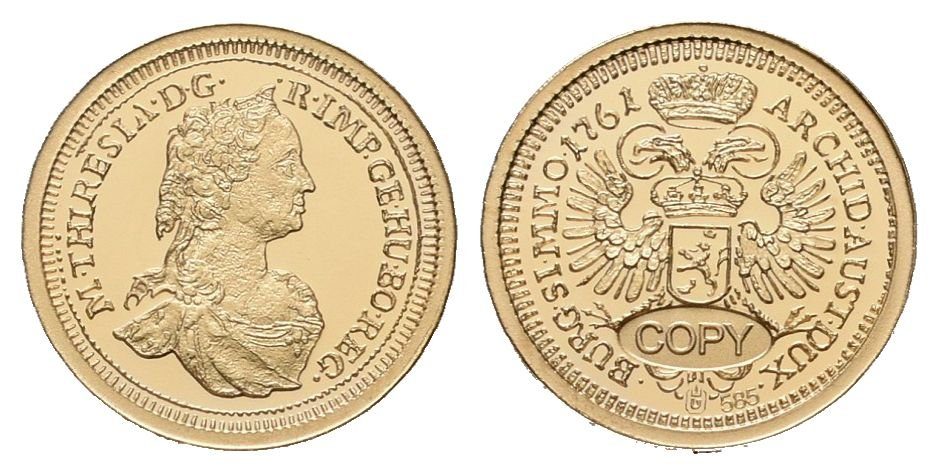 Replika pražského dukátu Marie Terezie z roku 1761