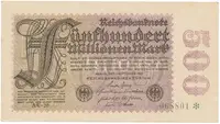 Německo, 500 Millionen Mark 1923, vodoznak Ringe, Ro.109f