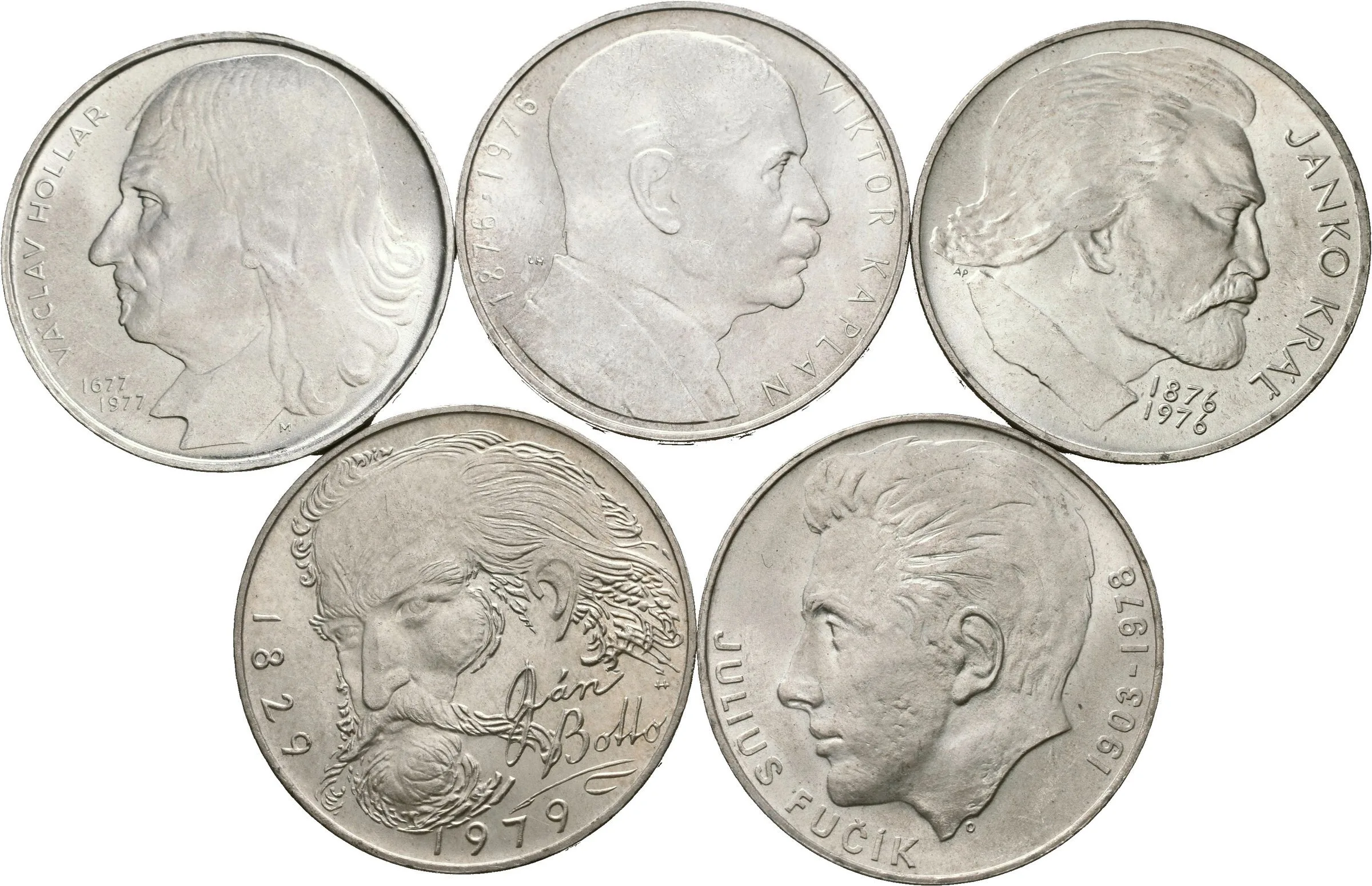 Soubor mincí 100 Kčs 1976 - Janko Král, Kaplan, 1977 - Hollar, — 1