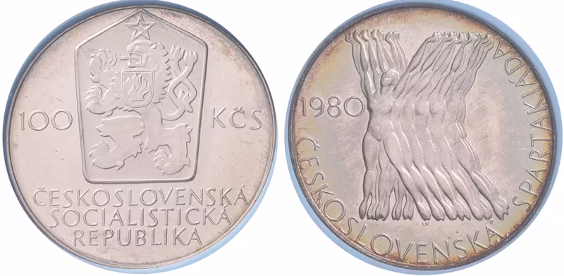 100 Kčs 1980 - Československá spartakiáda, PROOF