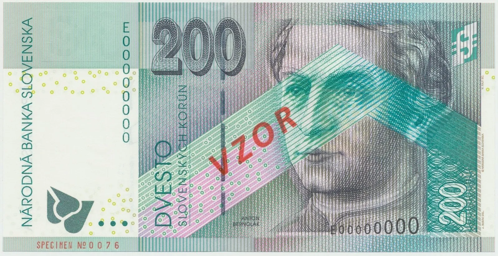 200 Koruna / 31. 3. 1999, E 00000000, bankovní vzor, Hej.SK22V1