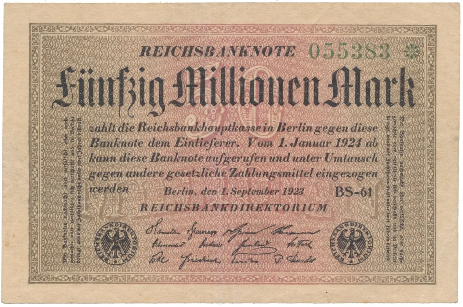 Německo, 50 Millionen Mark 1923, Ro.108jb