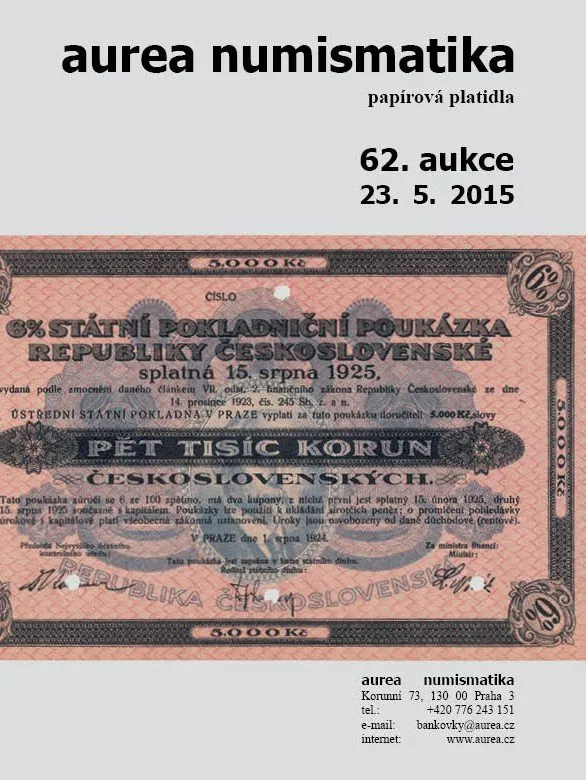 62. Aukce - papírová platidla