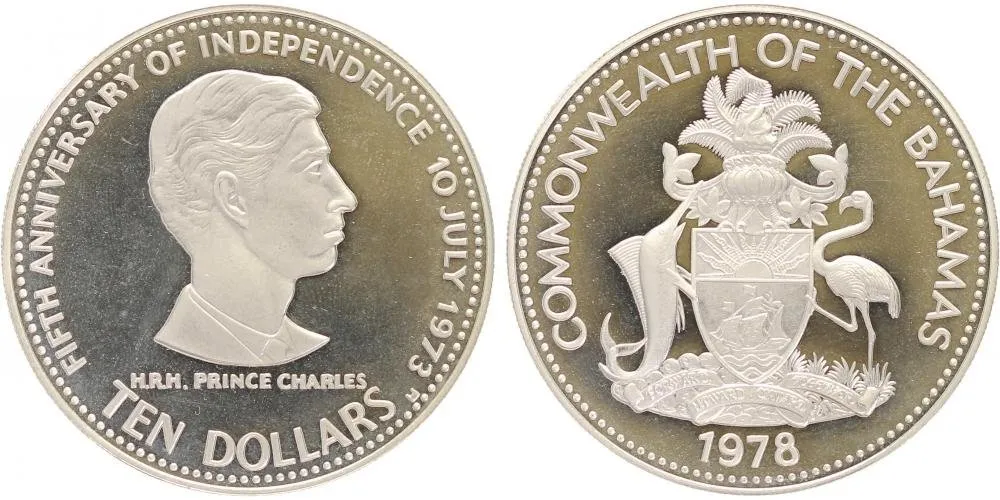 Bahamy, 10 Dollars 1978 - 5. výročí nezávislosti