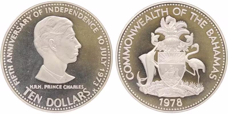Bahamy, 10 Dollars 1978 - 5. výročí nezávislosti
