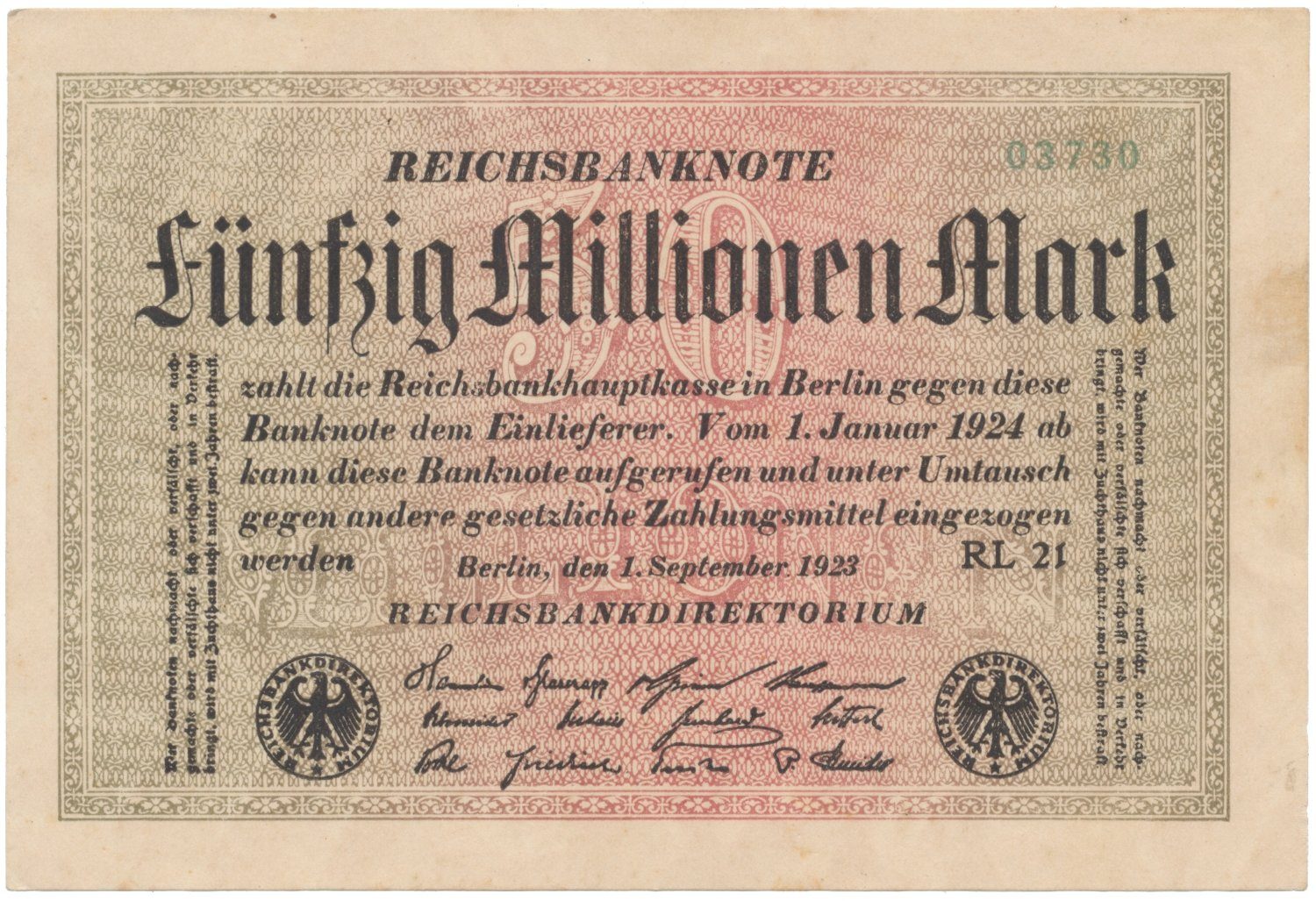 Německo, 50 Millionen Mark 1923, Ro.108d