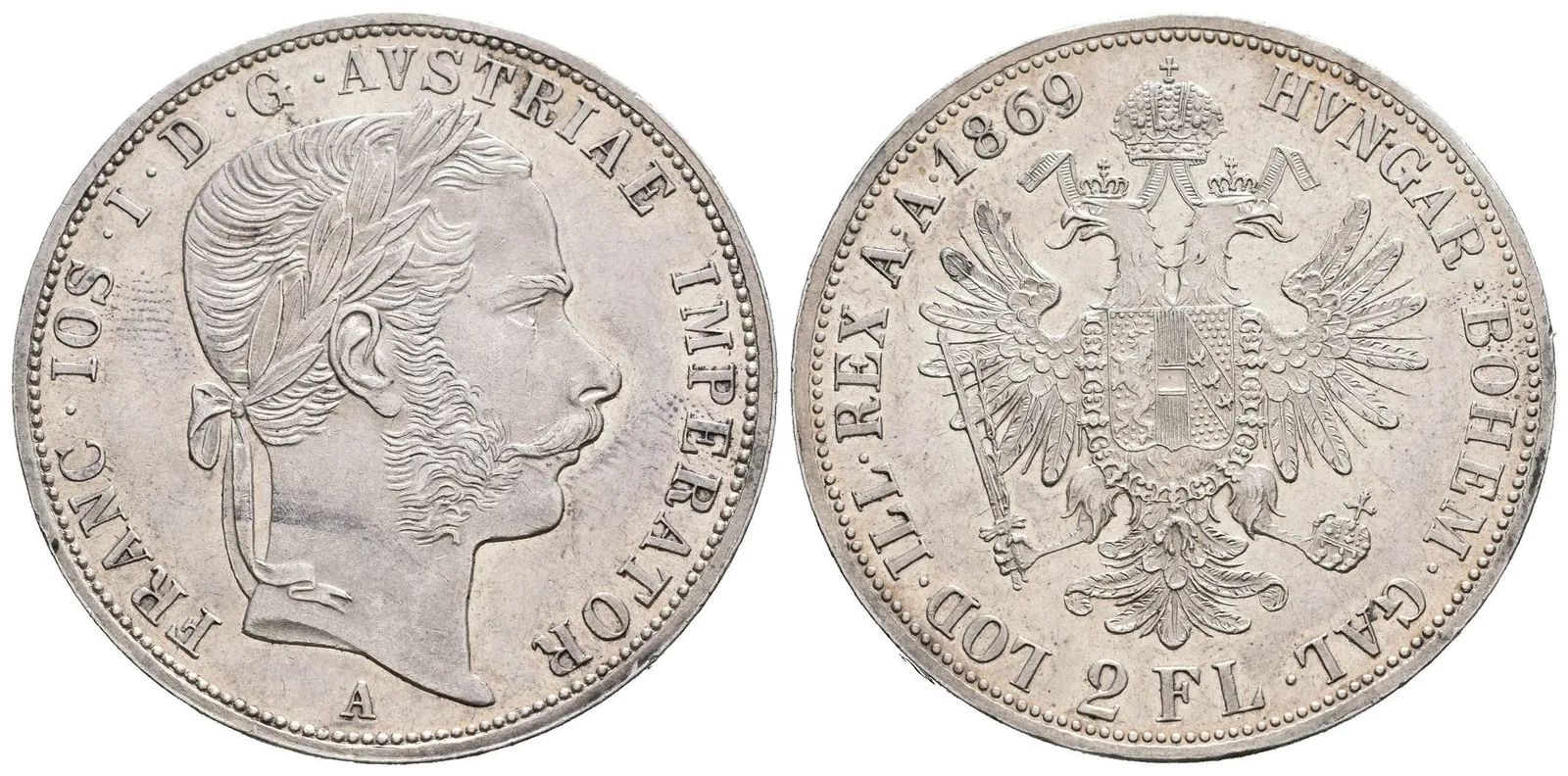 2 Zlatník 1869 A, krásná zachovalost, lesk v ploše, — 1
