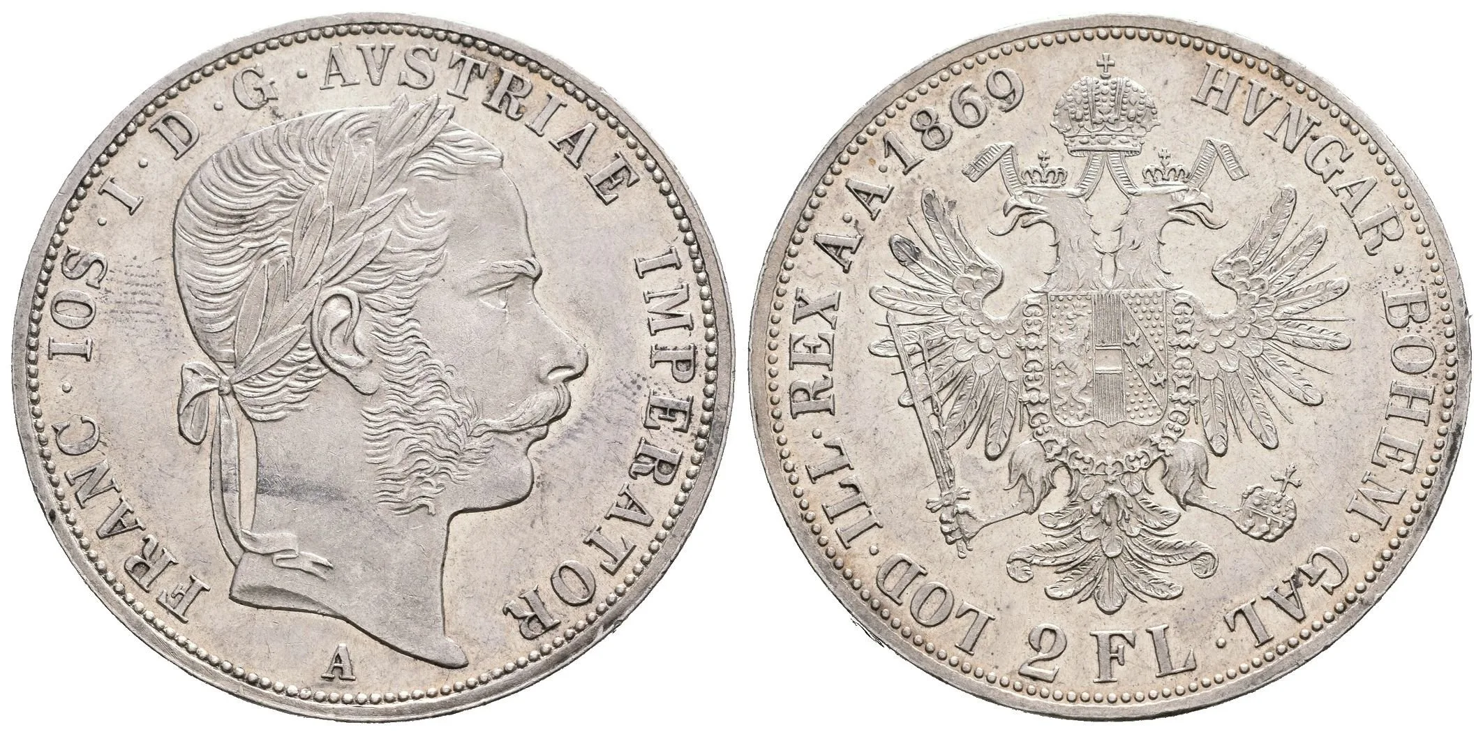 2 Zlatník 1869 A, krásná zachovalost, lesk v ploše, — 1