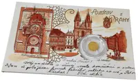 Zlatá mince Praha - dobová pohlednice - fotografie 3