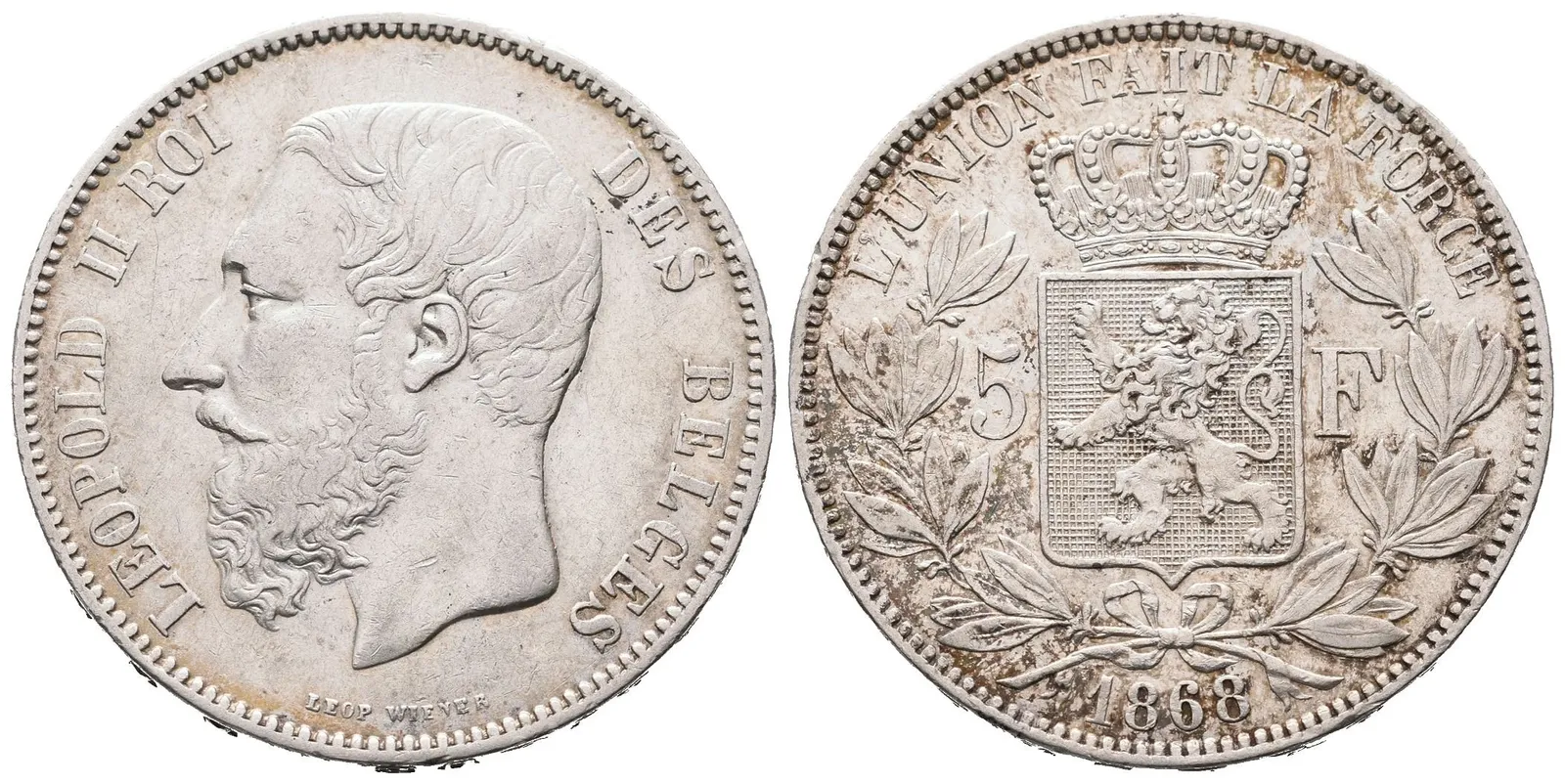Belgie, 5 Frank 1868
