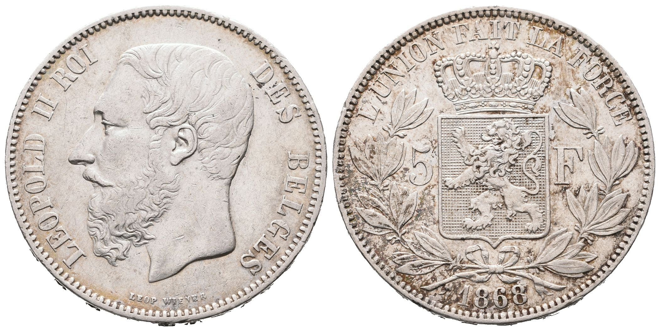 Belgie, 5 Frank 1868
