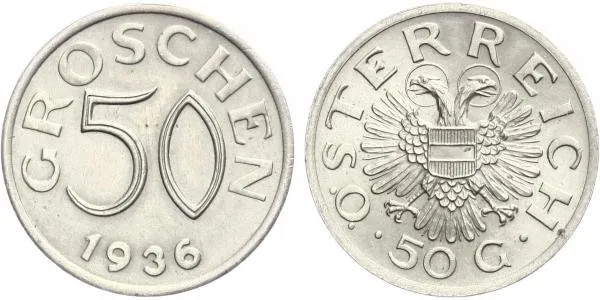 Rakousko, 50 Groš 1936
