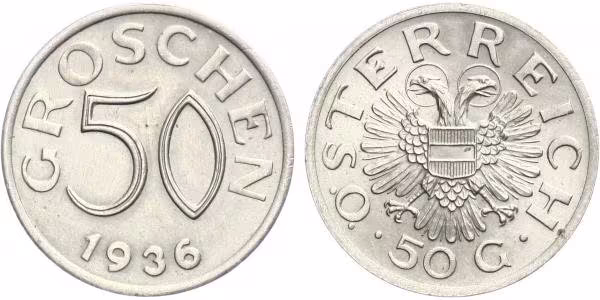 Rakousko, 50 Groš 1936