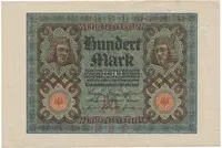 Německo, 100 Mark 1920, 8-místný číslovač, Ro.67b