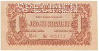 Československo, 1 Koruna 1944, perf. 1x SPECIMEN nahoře, Hej.56a1.S1