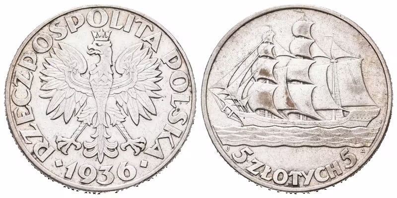 Polsko, 5 Zlotých 1936 - Gdyně