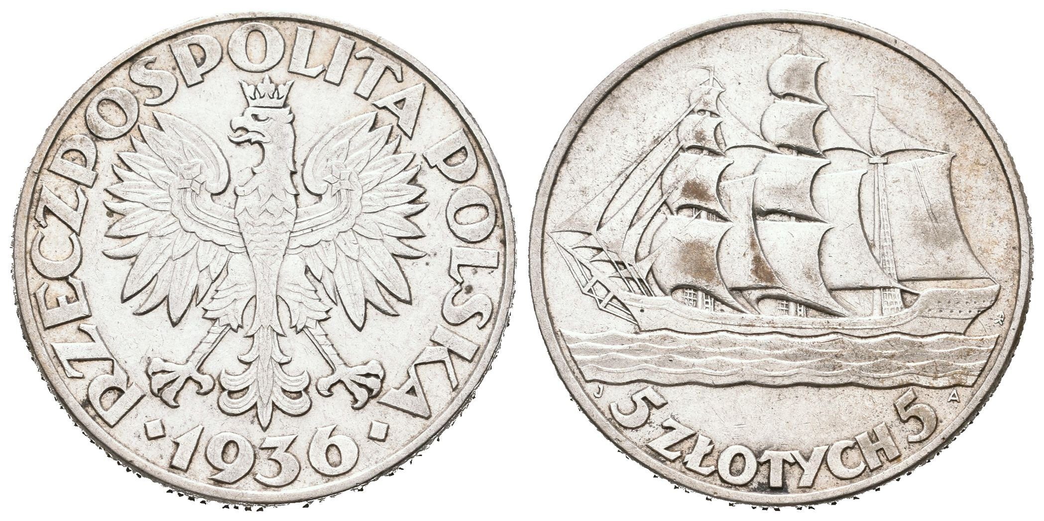 Polsko, 5 Zlotých 1936 - Gdyně