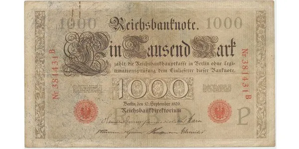 Německo, 1000 Mark 1909, Ro.39