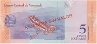 Venezuela, 5 Bolivares 2018, anulát - MUESTRA SIN VALOR, P.102as - fotografie 2