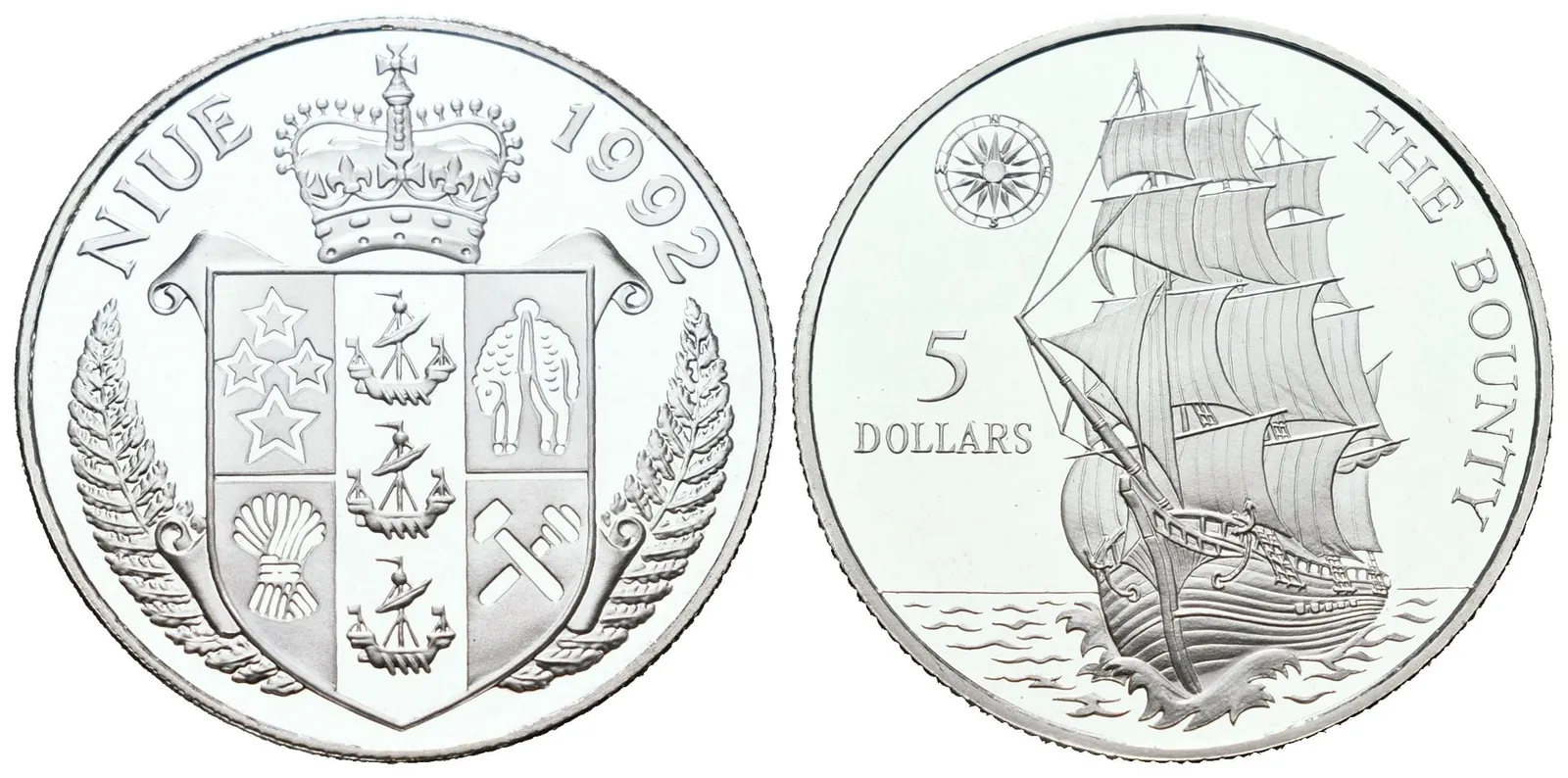 Niue, 5 Dollars 1992 - HMS Bounty