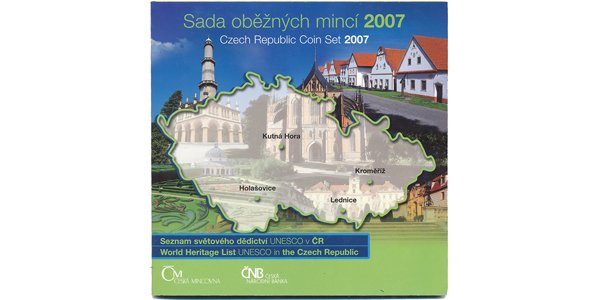 Ročníková sada mincí 2007 - Seznam světového dědictví UNESCO v ČR
