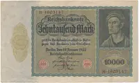 Německo, 10.000 Mark 1922, velký formát, Ro.68a