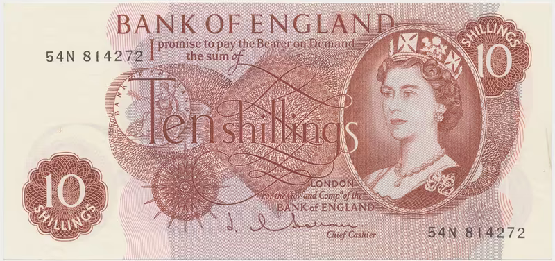 Velká Británie, 10 Shillings (1962~1966), Hollom, P.373b