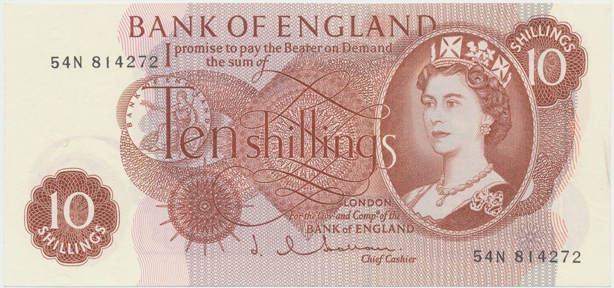 Velká Británie, 10 Shillings (1962~1966), Hollom, P.373b