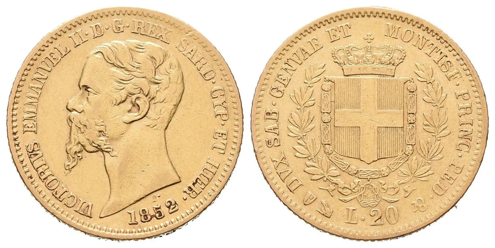 Sardínie, 20 Lira 1852 P