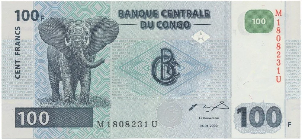 Kongo Dem. Republika, 100 Francs 2000, tisk G&D, P.92
