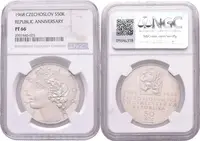 50 Kčs 1968 - Republika, Aurea.116, etue NGC, hodnocení PF 66, — 2