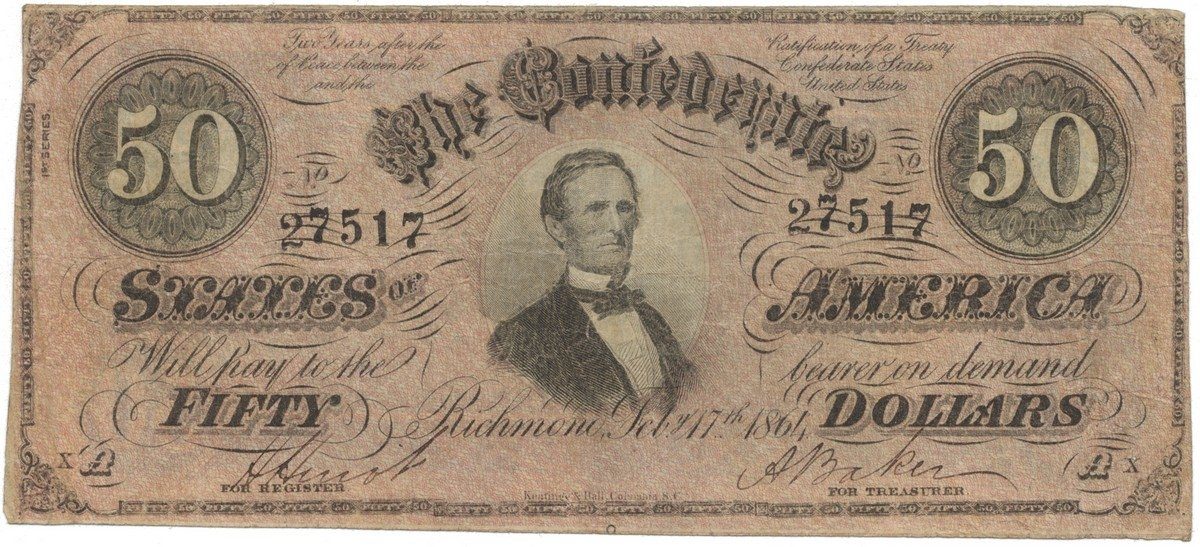 USA - Konfederace, 50 Dollars 1864, P.70