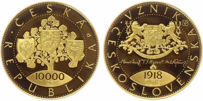 10000 Kč 2018 - 100. výročí vzniku Československa, PROOF